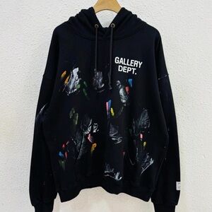 Gallery Dept. Black Hoodie with Paint Splatter BRAND NEW